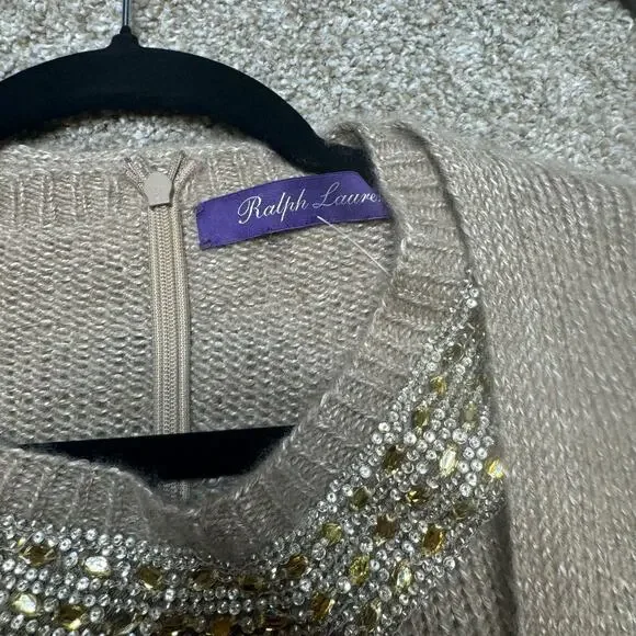 Ralph Lauren Purple Label Hand Knit Cashmere Beaded Sweater And Cardigan Size S - Picture 2 of 6
